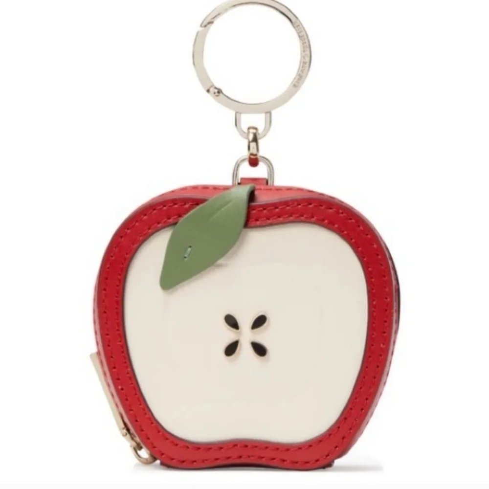 🍎▪️ KATE SPADE ▪️ Honeycrisp Sliced Apple Coin Purse Keychain Carrying Case